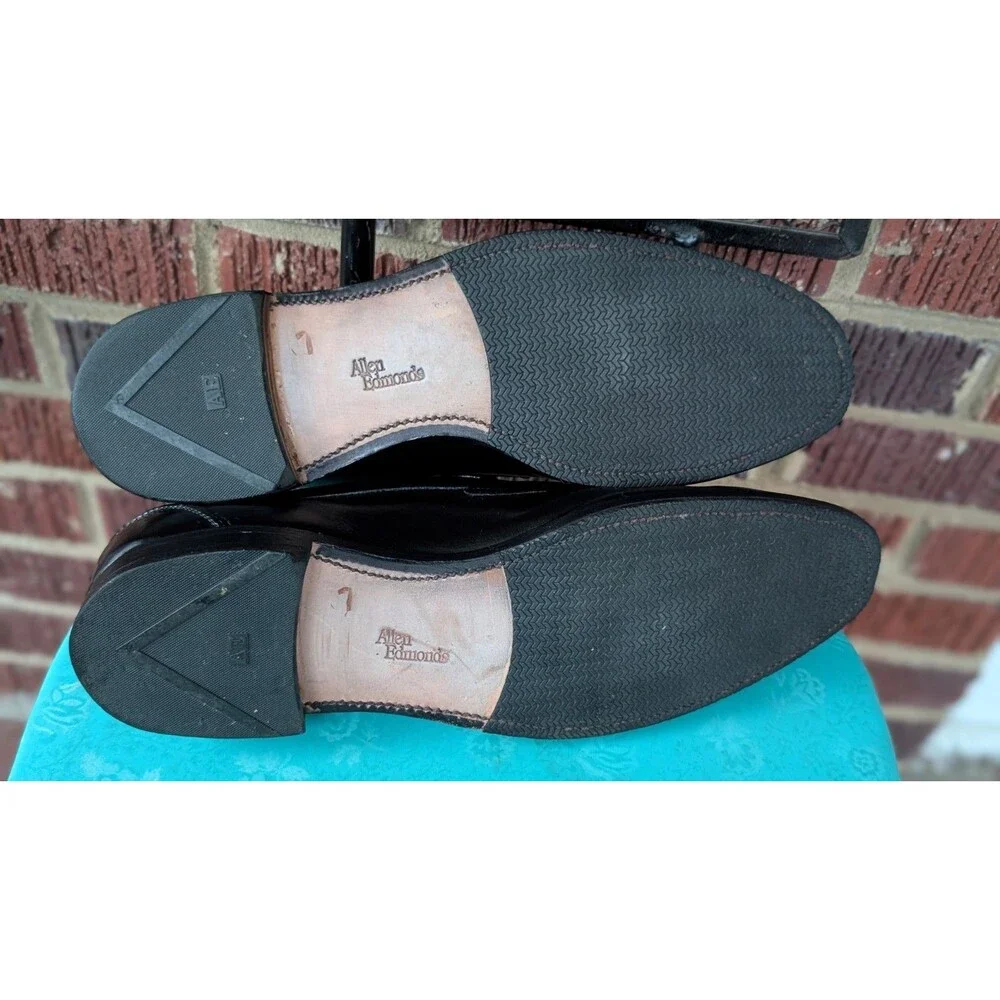 Allen Edmonds Glasgow Black Leather Split Toe Slip On Loafers- Men Size 14B